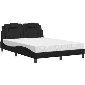 vidaXL Vidaxl - Cama Con Colch&oacute;n Cuero Sint&eacute;tico Negro 140x200 Cm