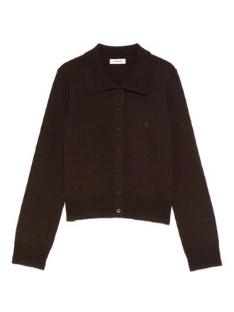Sandro polo-collar cardigan - women - Fabric - 0 - Brown