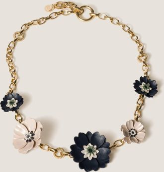 Miu Miu Metal and leather necklace