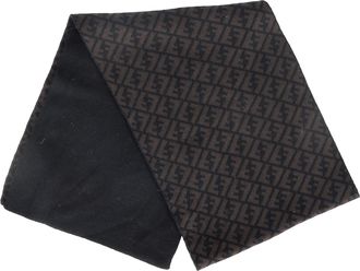 Fendi Pre-owned Womens Logo Scarf in Brown Wool - One Size
