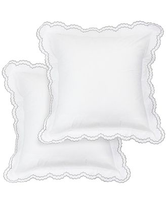 Melange Home Double Scalloped Embroidered Sham Pair