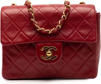 Chanel 1996-1997 Mini Square Classic Lambskin Single Flap crossbody bag - Rosso
