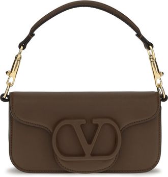 Valentino Garavani Womens Shoulder Bag Mini Loc&ograve; Wood Brown Calf Leather