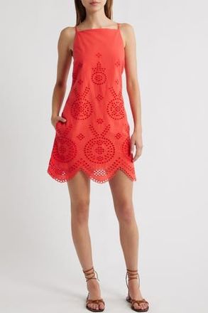 Cleobella Thandi Embroidered Organic Cotton Minidress in Poppy Red at Nordstrom Rack, Size X-Small