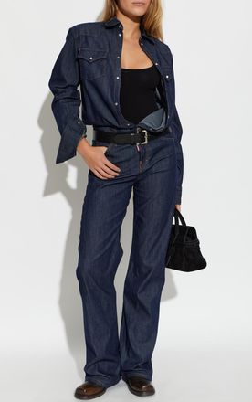 Dsquared2 Denim Jumpsuit With Long Sleeves, Womens, Navy Blue