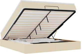 vidaXL Estructura De Cama Otomana Con Colch&oacute;n Tela Crema 160x200cm Vidaxl