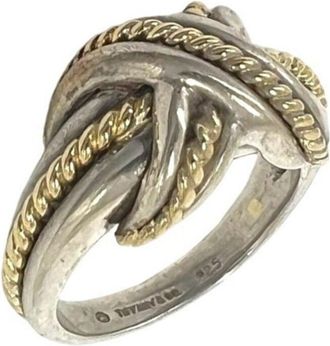 Tiffany & Co. Gold Silver Yellow Gold (18K) Silver 925 Band Ring (Pre-Owned)