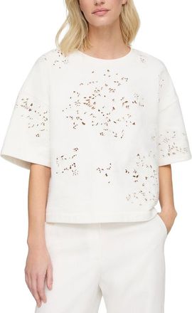 Lafayette 148 New York Eyelet Embroidery Sweatshirt