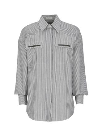Brunello Cucinelli White Cotton Pattern Womens Shirt