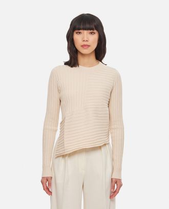 Stella McCartney Natural Asymmetric-hem Ribbed Top