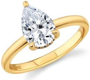 Crislu Pear Cut Cubic Zirconia Solitaire Ring in 18Kt Yellow Gold /Clear Stone at Nordstrom, Size 5