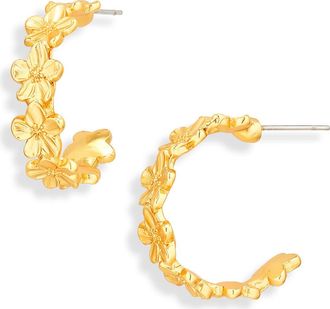 Karine Sultan Floral Hoop Earrings in Gold at Nordstrom