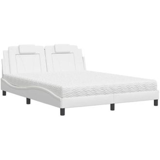 vidaXL Cama Con Colch&oacute;n Cuero Sint&eacute;tico Blanco 160x200 Cm Vidaxl