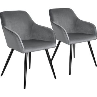 TecTake Dining Chair Marilyn Set Of 2 - Grey/Black in Grey | Size: 2 Pack