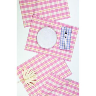 Archive New York Handwoven Colorful Plaid Cotton Placemats, Set of 4 in Pink at Nordstrom
