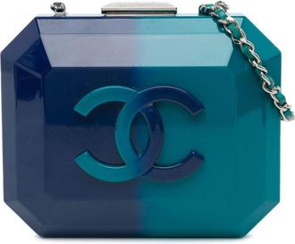 Chanel Borsa a tracolla CC Ombre in vetro acrilico Clutch on Chain 2014 - Blu