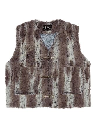 Thug Club TC Skull faux-fur vest - men - Polyester - 4 - Grey