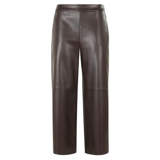 Max Mara Broeken, Dames, Bruin, XL, Leer, Amati Wijde Broek