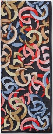 Gucci Double G Cotton Silk Jacquard Stole, Blue, Wool