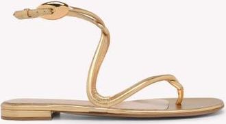Gianvito Rossi Jungle Mamba Flat Sandals in Metallic Gold Leather at Nordstrom, Size 40.5