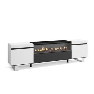 Skraut Home Skraut Home - Mueble Tv, Televisi&oacute;n, Muebles De Sal&oacute;n, Almacenaje, 200x57x35cm, Para Tv Hasta 80, Chimenea El&eacute;ctrica, Dise&ntilde;o Industrial, Estilo Modern