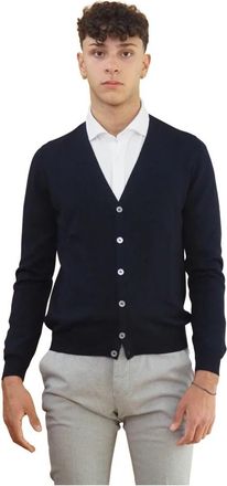 Barba Lichtgewicht Cardigan met V-hals - Heren - Vesten - Blauw - 5XL - Wol - Truien & Vesten