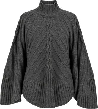 Twinset Gebreide Cape - Dames - Truien - Grijs - Maat: Xs/S Wol
