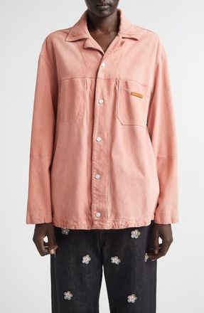 Marni Soft Suede Overshirt in Chalk Mauve at Nordstrom, Size 4 Us