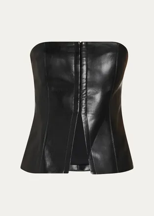 Alice & Olivia Pat Faux-Leather Bustier Top