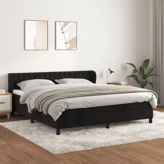 vidaXL Vidaxl - Cama Box Spring Con Colch&oacute;n Terciopelo Negro 180x200 Cm