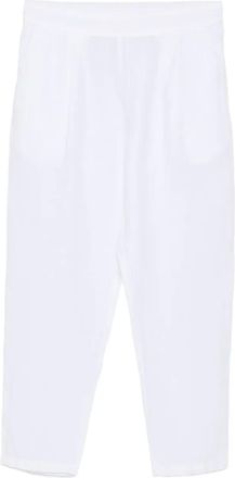 120% Lino Pantaloni plissettati con tasche - Bianco