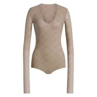 Alberta Ferretti Tops, Dames, Beige, S, Top met gedrapeerde halslijn
