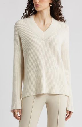 Nordstrom Relaxed Fit Wool & Cashmere Sweater in Ivory Tofu at Nordstrom, Size Xx-Small