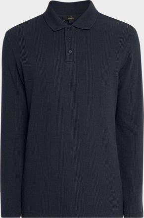 Vince Mens Long-Sleeve Textured Polo Shirt