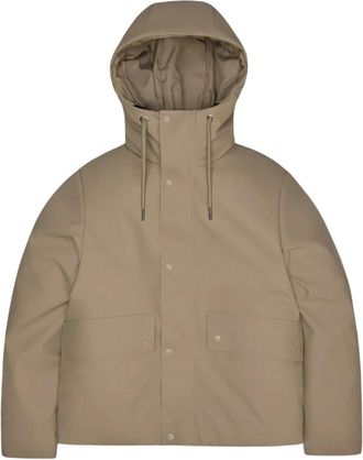 Rains Korte Urban Parka met Capuchon - Dames - Zomerjassen - Beige - S - Leer - Jassen