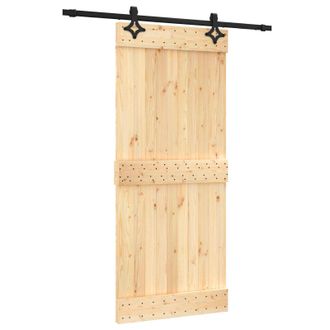 vidaXL Puerta Corredera Natural Y Negro 90 X 210 Cm Vidaxl