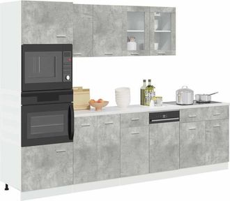 vidaXL Conjunto De Armarios De Cocina lyon De 7 Piezas En Madera De Ingenier&iacute;a Gris Hormig&oacute;n Vidaxl