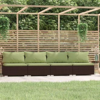 vidaXL Sof&aacute; De Jard&iacute;n De 4 Salones Con Cojines Mimbre Pe Brown