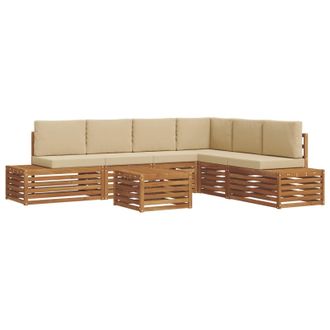 vidaXL Conjunto De Sof&aacute;s De Exterior Con Coj&iacute;n 7 Pieza Natural Y Beige Vidaxl