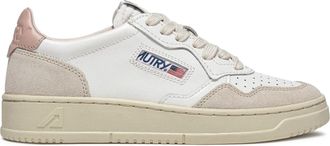 Autry MEDALIST LOW SNEAKERS IN WHITE AND POWDER LEATHER AND BEIGE SUEDE - Autry - Woman