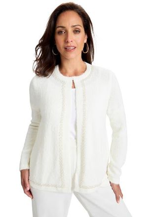 Jessica London Boucle Pearl Cardigan in Ivory Pearl at Nordstrom, Size 20