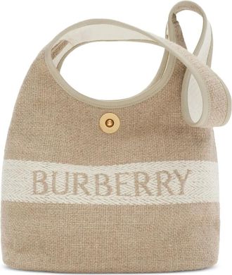 Burberry Borsa a spalla piccola in tela con logo - Toni neutri