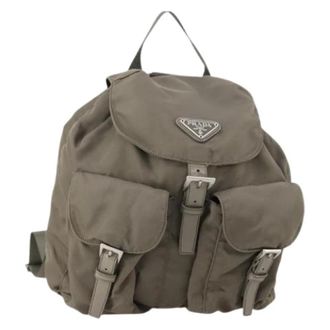 Prada Pre-owned Backpacks, female, Gray, Size: ONE SIZE Pre-owned Vintage Nylon Backpack