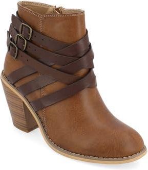Journee Collection Strappy Ankle Bootie in Tan at Nordstrom Rack, Size 8.5