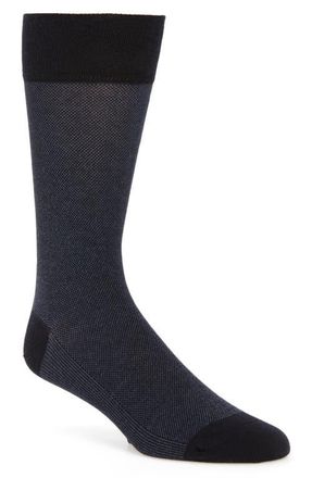 Cole Haan Piqué Texture Crew Socks in Navy at Nordstrom