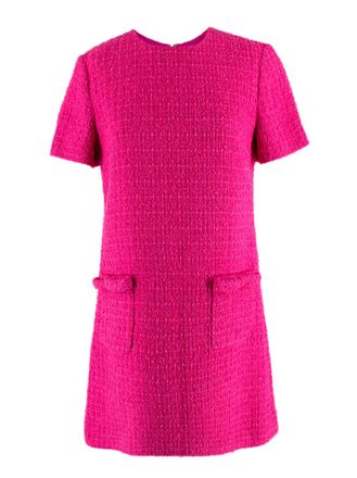 Valentino Garavani Valentino Pink Tweed Mini Shift Dress Size S
