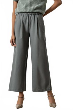 Lilla P Wide Leg Pull On Pant With Pockets In Slate