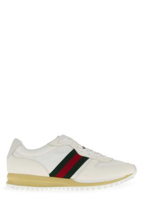 Gucci White Original Gg Fabric And Suede Gucci Re Motion Sneakers
