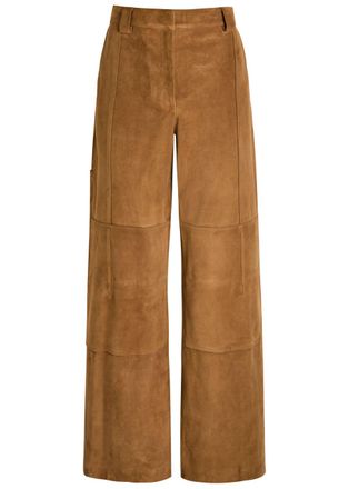 Tory Burch Panelled Suede Trousers - Tan - 10 (UK14 / L)