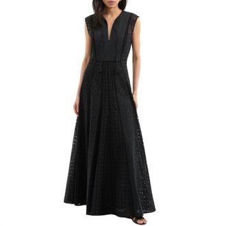 Veronica Beard Alina Eyelet Maxi Dress In Black